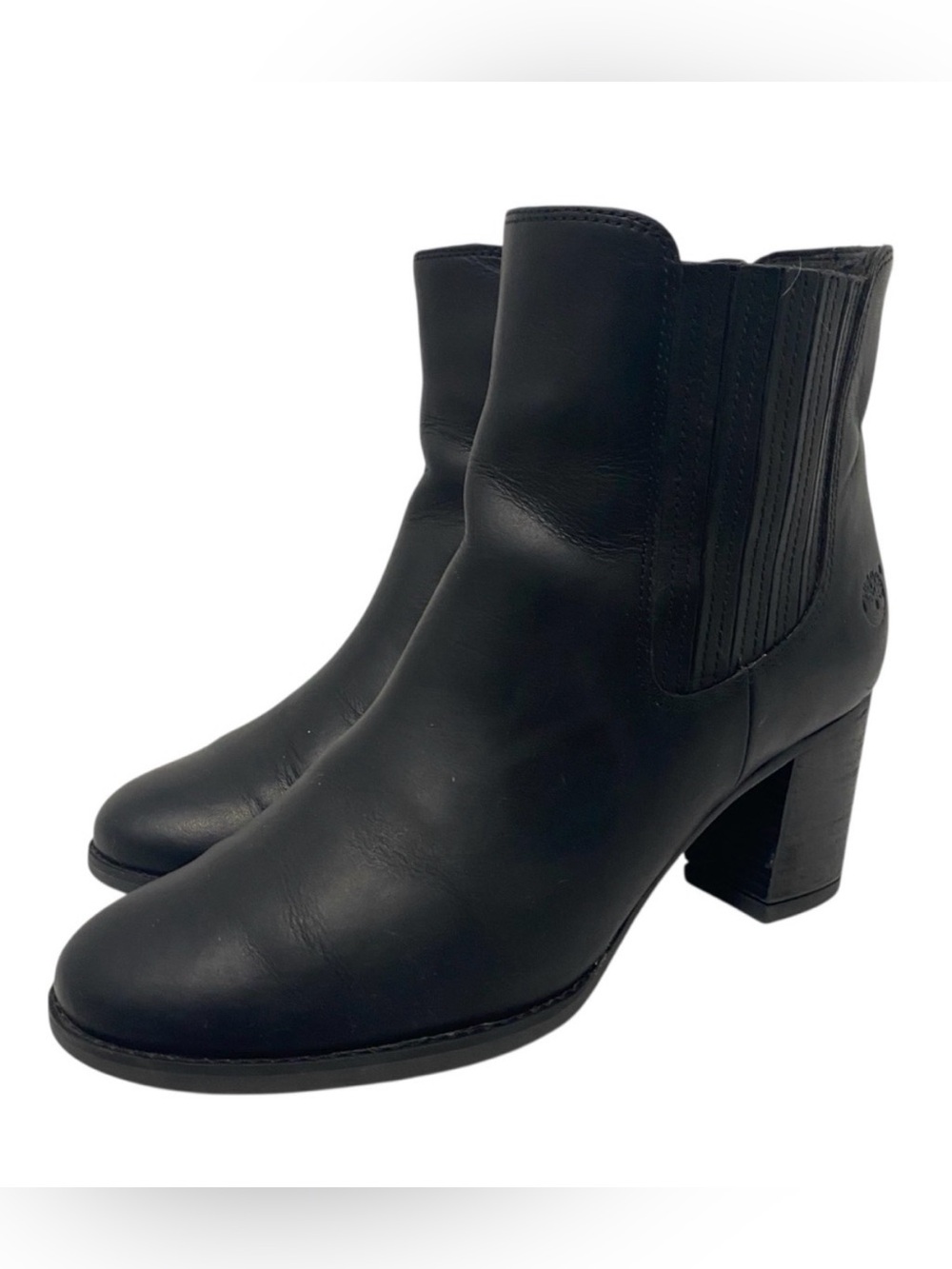 Timberland Atlantic Heights Chelsea Black Leather Boots - Size 8 - EC